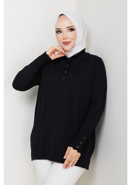 Kadın Taş Detaylı Merserize Triko Tunik -PMK462