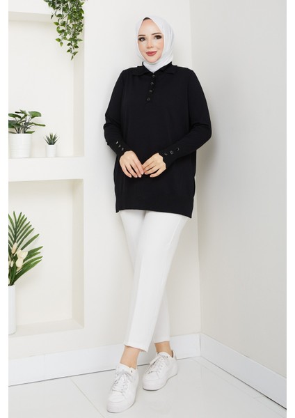 Kadın Taş Detaylı Merserize Triko Tunik -PMK462 fiyatları