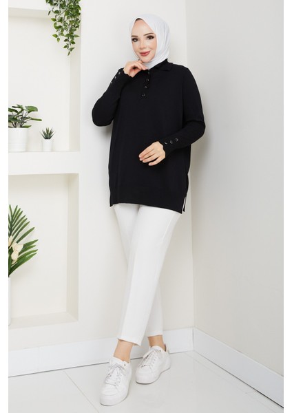 Kadın Taş Detaylı Merserize Triko Tunik -PMK462 modelleri
