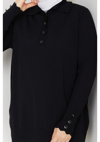 Kadın Taş Detaylı Merserize Triko Tunik -PMK462 indirimleri