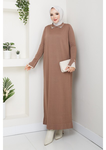 Kadın Kolu Dantelli Gömlek Yaka Elbise -PMK464 fiyatları