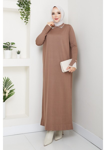 Kadın Kolu Dantelli Gömlek Yaka Elbise -PMK464 fırsatları