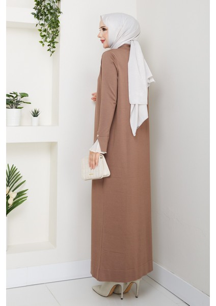 Kadın Kolu Dantelli Gömlek Yaka Elbise -PMK464 indirimleri