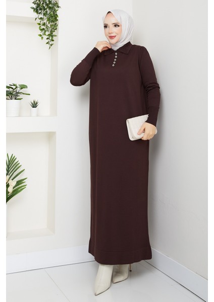 Kadın Nervür Yaka Detaylı Merserize Triko Elbise -PMK465 fiyatları