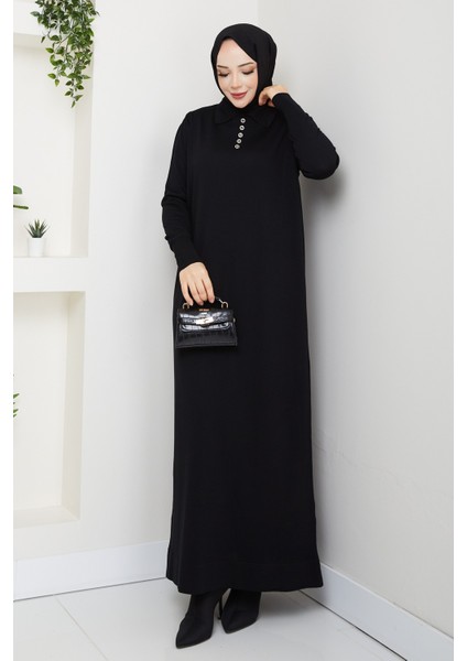 Kadın Nervür Yaka Detaylı Merserize Triko Elbise -PMK465 modelleri