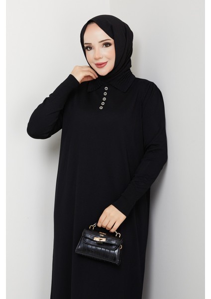 Kadın Nervür Yaka Detaylı Merserize Triko Elbise -PMK465 indirimleri