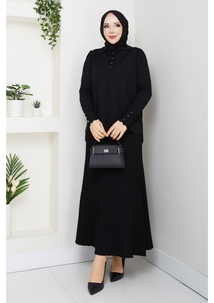 Kadın Eteği Mandal Örgülü Merserize Triko Elbise -PMK467