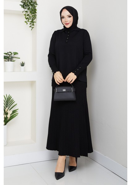 Kadın Eteği Mandal Örgülü Merserize Triko Elbise -PMK467 modelleri