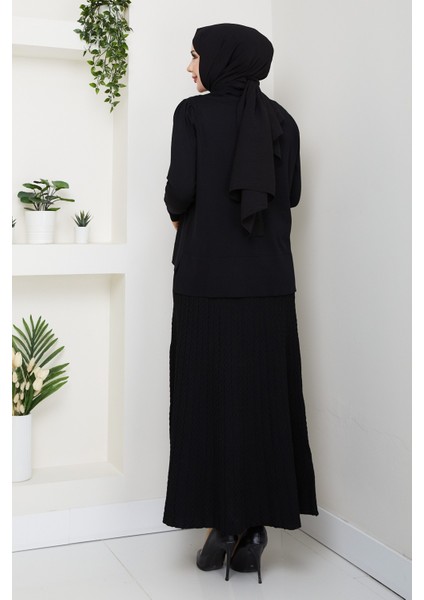 Kadın Eteği Mandal Örgülü Merserize Triko Elbise -PMK467 fırsatları