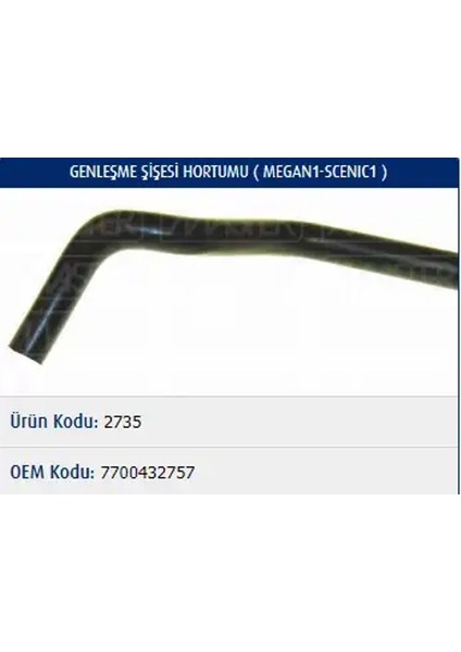 M2735 Yedek Su Deposu Hortumu 7700432757