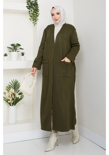 Kadın Çelik Örgü Cepli Uzun Triko Hırka -PMK482 fiyatları