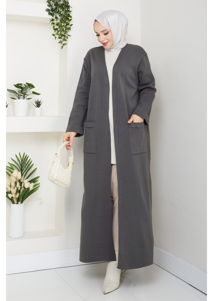 Kadın Çelik Örgü Cepli Uzun Triko Hırka -PMK482 modelleri