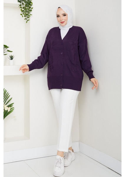 Kadın Papatya Desenli Triko Hırka -PMK481 fiyatları