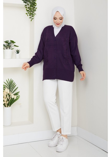 Kadın Papatya Desenli Triko Hırka -PMK481 fırsatları