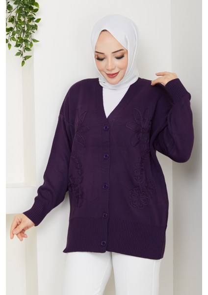 Kadın Papatya Desenli Triko Hırka -PMK481 indirimleri