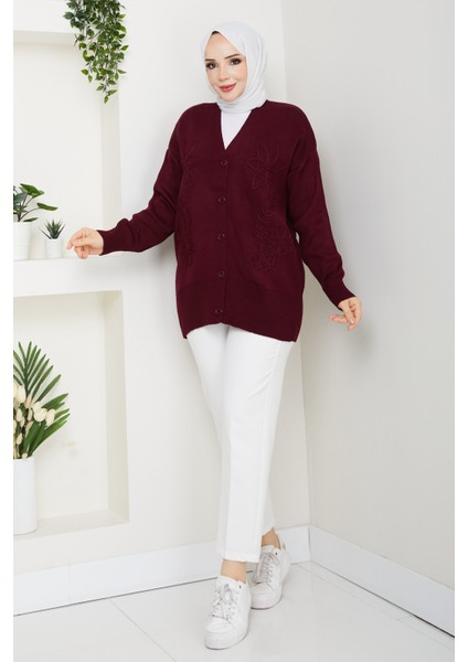 Kadın Papatya Desenli Triko Hırka -PMK481 fiyatları