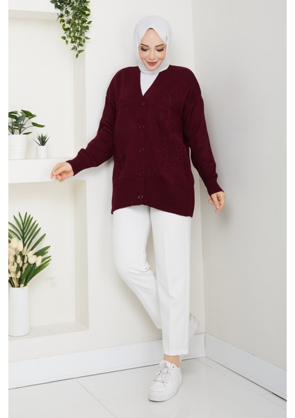 Kadın Papatya Desenli Triko Hırka -PMK481 fırsatları