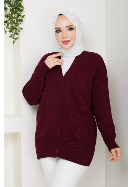 Kadın Papatya Desenli Triko Hırka -PMK481 indirimleri