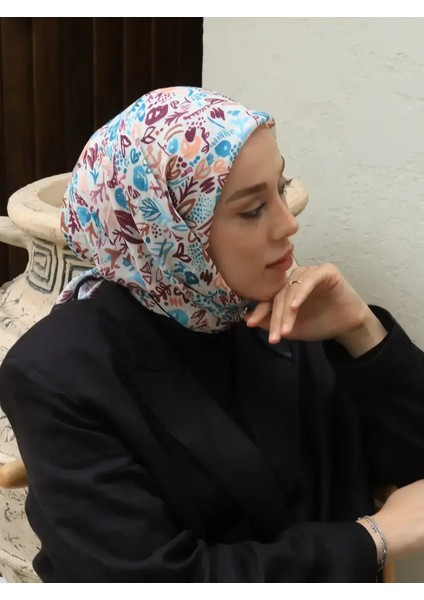 Modern Flora Desen Bambu Eşarp - Siyah-Iğde fiyatları