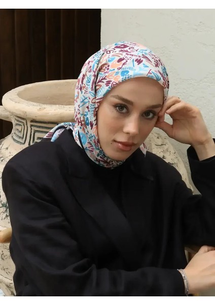 Modern Flora Desen Bambu Eşarp - Siyah-Iğde modelleri