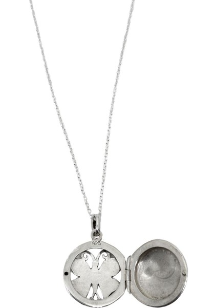 Gümüş Yuvarlak Kapaklı Kelebek Fotoğraflık Kolye fiyatları