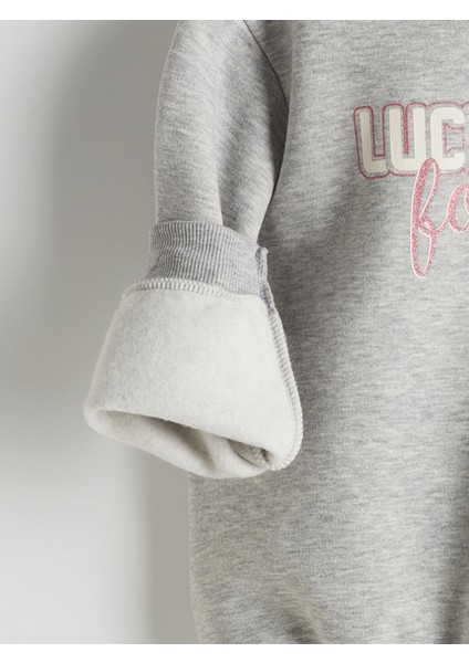 Yeni Sezon Bisiklet Yaka Yazı Baskılı Kız Çocuk Sweatshirt modelleri