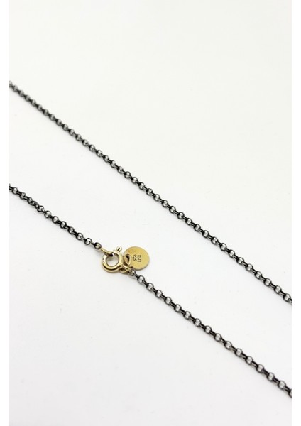 Mini Siyah Halka Gümüş Zincir Kolye 52CM fiyatları