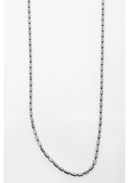 Mini Silindir Gümüş Zincir Kolye 40CM