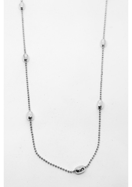 Mini Lazer Top Gümüş Zincir Kolye 50CM