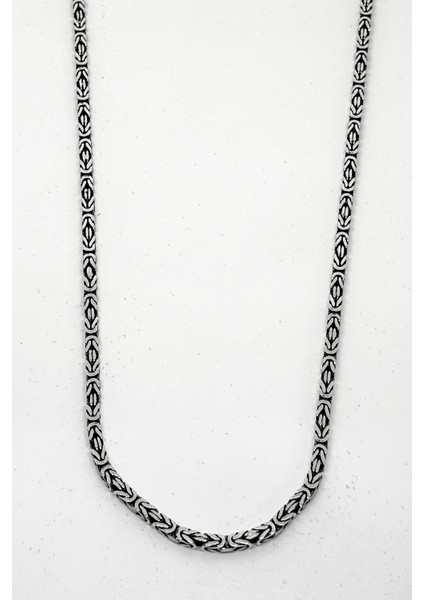 Kare Köşeli Gümüş Kral Zincir Kolye Model 3.kalınlık 46CM