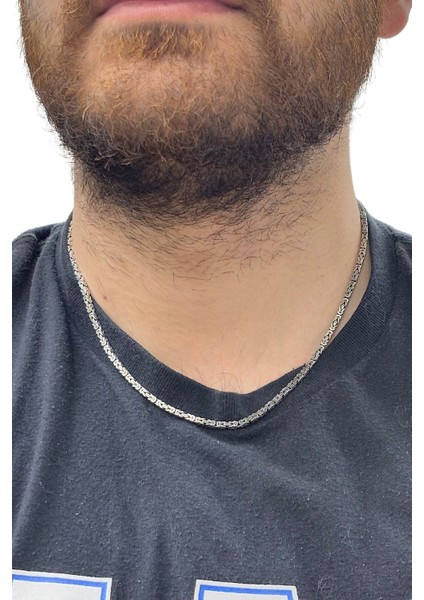 Kare Köşeli Gümüş Kral Zincir Kolye Model 3.kalınlık 46CM fiyatları