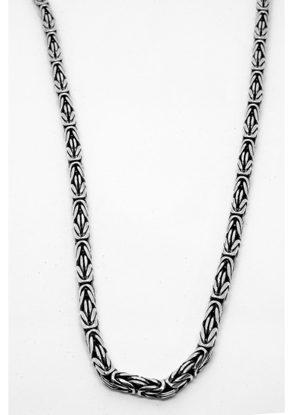 Yuvarlak Kalın Kral Gümüş Zincir Kolye 54CM Model 2.kalınlık Kod3