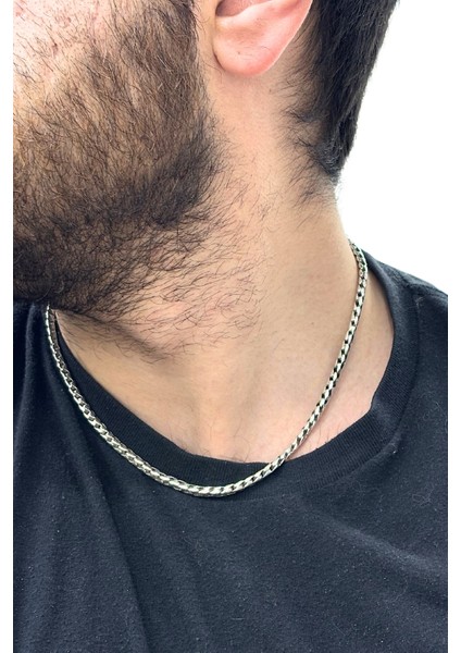 Tilki Kuyruğu Gümüş Zincir Kolye Model2 45CM modelleri