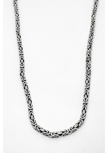 Köşeli Gümüş Kral Zincir Kolye Model 2.kalınlık 55CM