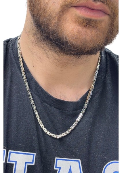 Köşeli Gümüş Kral Zincir Kolye Model 2.kalınlık 55CM modelleri