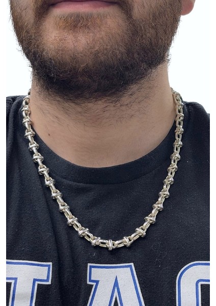 Oval Halka Üzeri Halka Gümüş Zincir Kolye 55CM modelleri