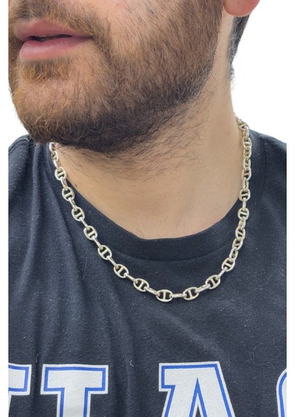 Oval Ortası Çubuk Gümüş Zincir Kolye 50CM modelleri