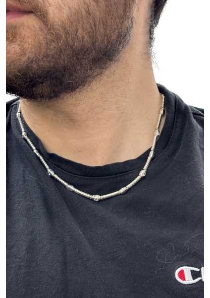 Işıltılı Oval Çerçeve Gümüş Kolye 47CM modelleri