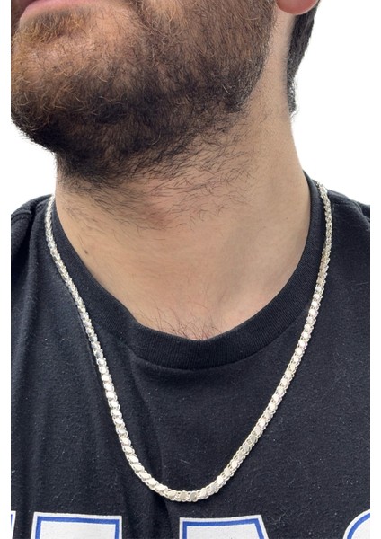 Gümüş Pullu Arpa Zincir Kolye 64CM modelleri