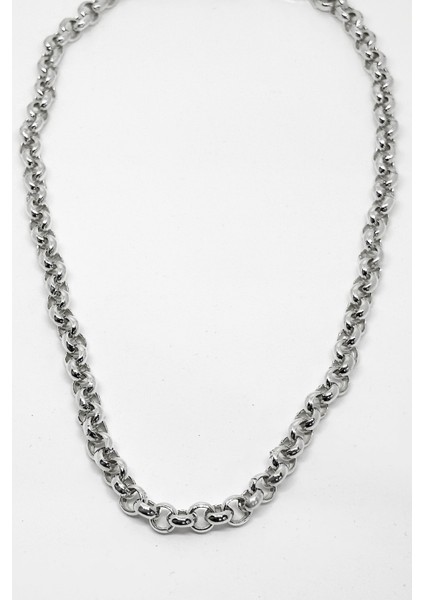 Dar Yuvarlak Halka Gümüş Zincir 42CM