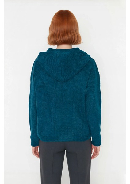 Kadın Yumuşak Dokulu Oversize Kapüşonlu Triko Kazak Soğuk Havalar Için Ideal Günlük Şıklık fiyatları