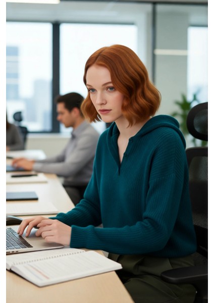 Kadın Yumuşak Dokulu Oversize Kapüşonlu Triko Kazak Soğuk Havalar Için Ideal Günlük Şıklık fırsatları