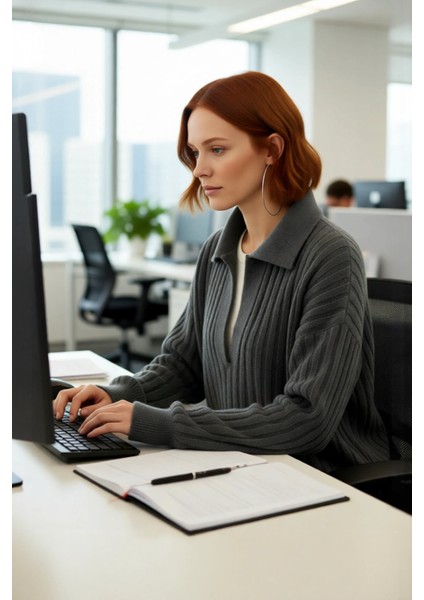 Kadınlara Özel Oversize Fitilli Triko Kazak Düşük Kol Polo Yaka Kış Sezonu Için Ideal Günlük Giyim fırsatları