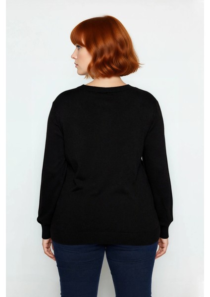 Kadın Triko Kazak V Yaka Kesik Detaylı Standart Kol Regular Kalıp Basic Günlük Giyim Için Ideal fiyatları