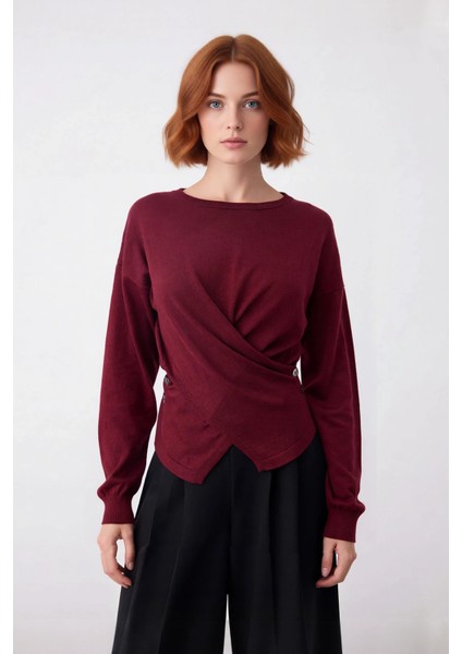 Kadınlar Için Şık Bağlama Detaylı Triko Kazak Fitted Kesim Kışlık Kombinlerinize Zarafet Katın