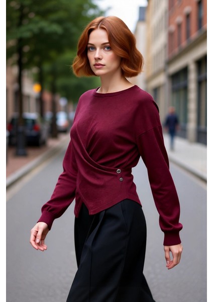 Kadınlar Için Şık Bağlama Detaylı Triko Kazak Fitted Kesim Kışlık Kombinlerinize Zarafet Katın modelleri