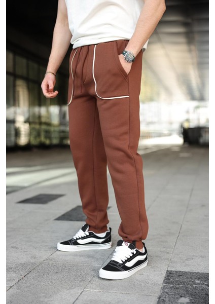 Acı Kahverengi Şerit Detaylı Jogger Eşofman Altı E6581