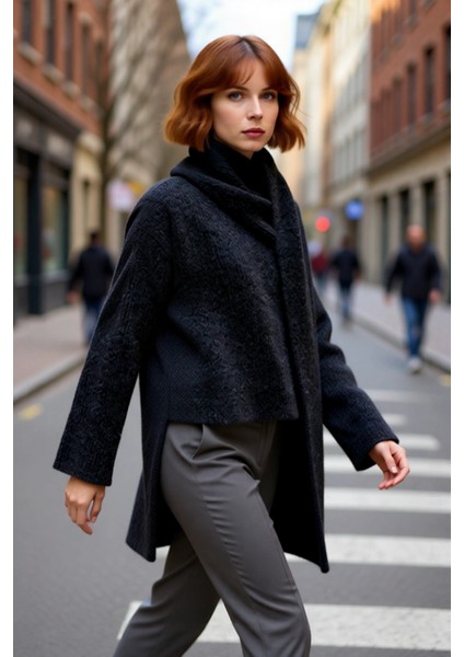 Kadın Kış Sezonu Regular Kalıp Şal Yaka Düşük Kol Kalın Crop Triko Kazak Günlük Rahat Stil modelleri