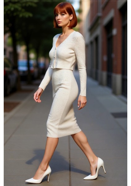 Kadın Bodycon Kesim Düz Triko Elbise Uzun Kollu V Yaka Midi Boy Sonbahar Kış Şıklığı Kaliteli modelleri