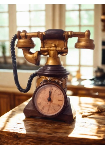 Dekoratif Retro Telefon Tasarımlı Romen Rakamlı Masa Saati modelleri